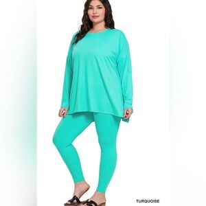 New!Plus Size turquoise Long Sleeve Top and Leggings Set Size 1X 2X …